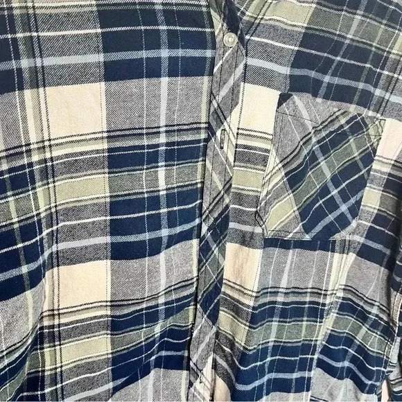Vintage Gap Flannel Shirt Long Sleeve Button Down Pocket Blue & Green Plaid L - Picture 2 of 7